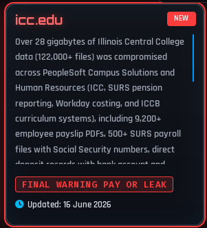 Alleged data breach of Illinois Central College-xLab 威胁情报