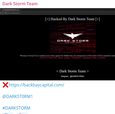 Dark Storm Team瞄准后湾资本公司网站-xLab 威胁情报