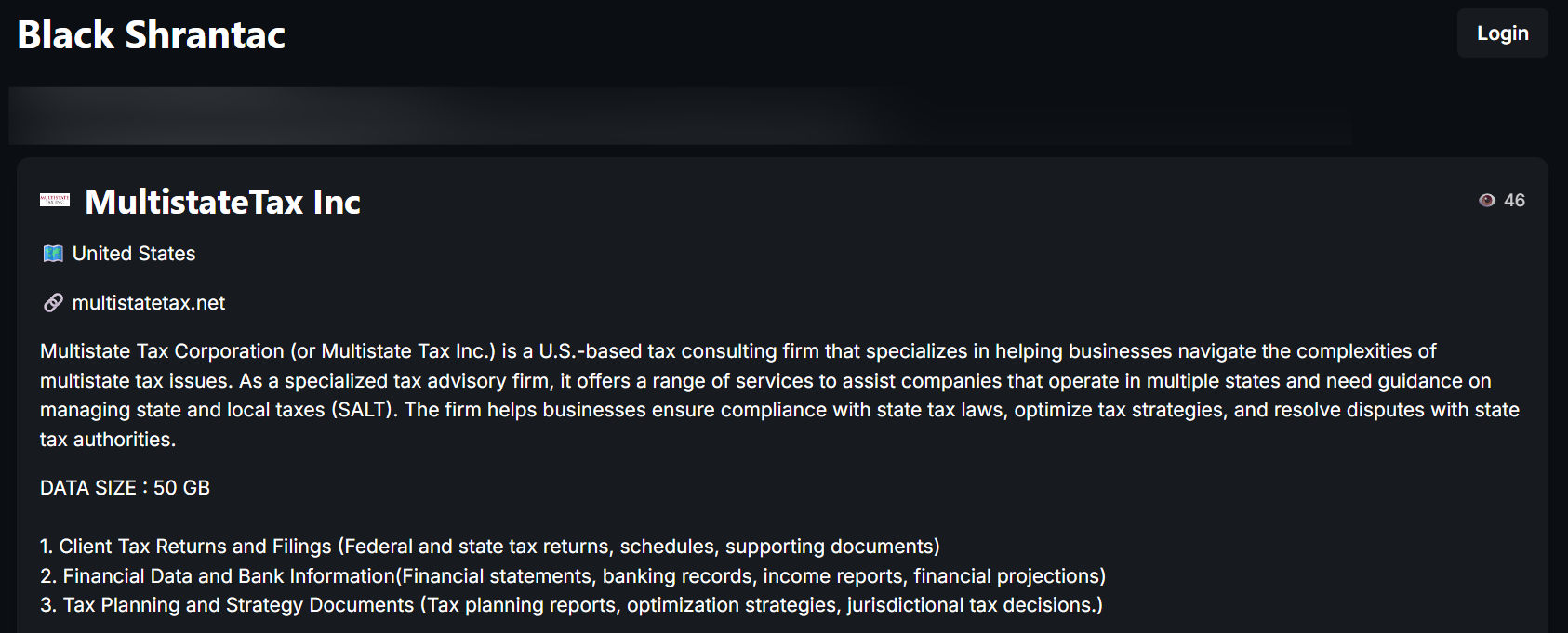 多州税务Inc.成为BlackShrantac勒索软件的受害者-xLab 威胁情报