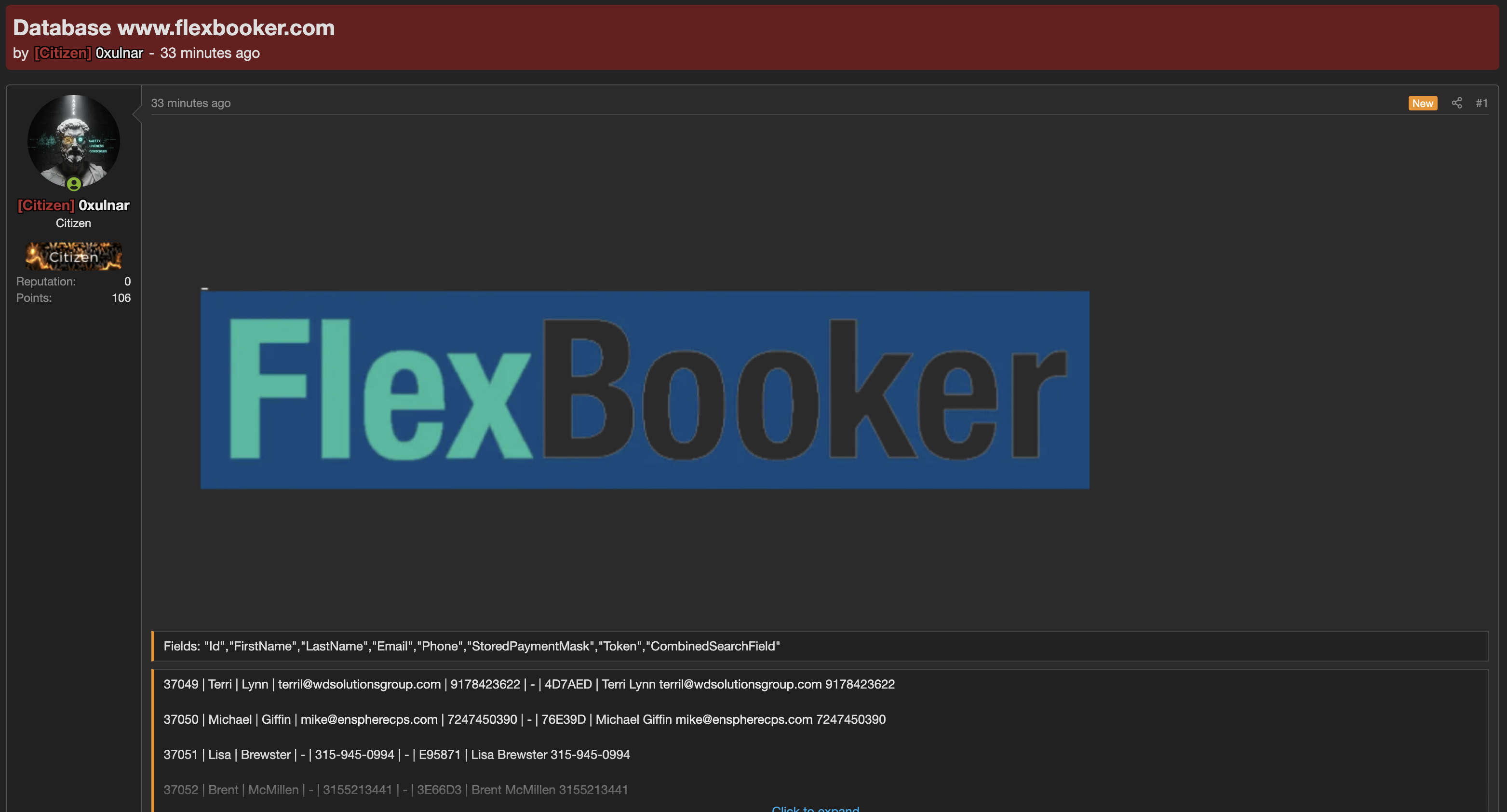Alleged data breach of FlexBooker-xLab 威胁情报