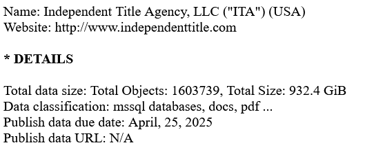 Independent Title Agency，LLC成为SKIRA勒索软件的受害者-xLab 威胁情报