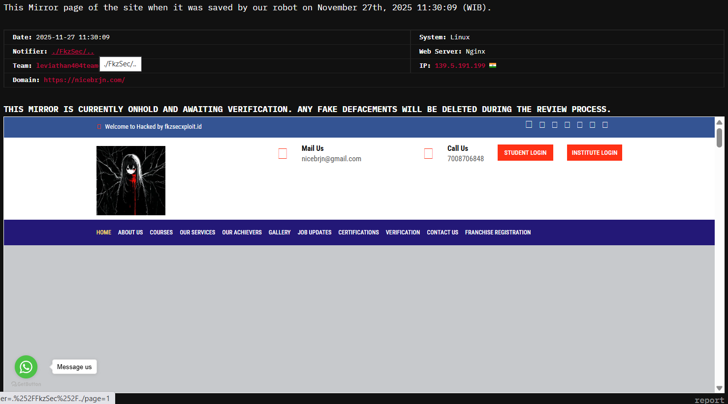 ./FkzSec/..目标是尼斯研究所的网站-xLab 威胁情报