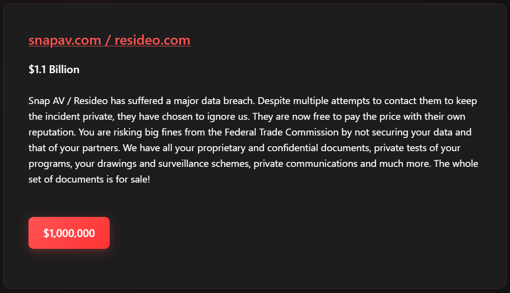 Resideo成为RANSOMEDVC勒索软件的受害者-xLab 威胁情报