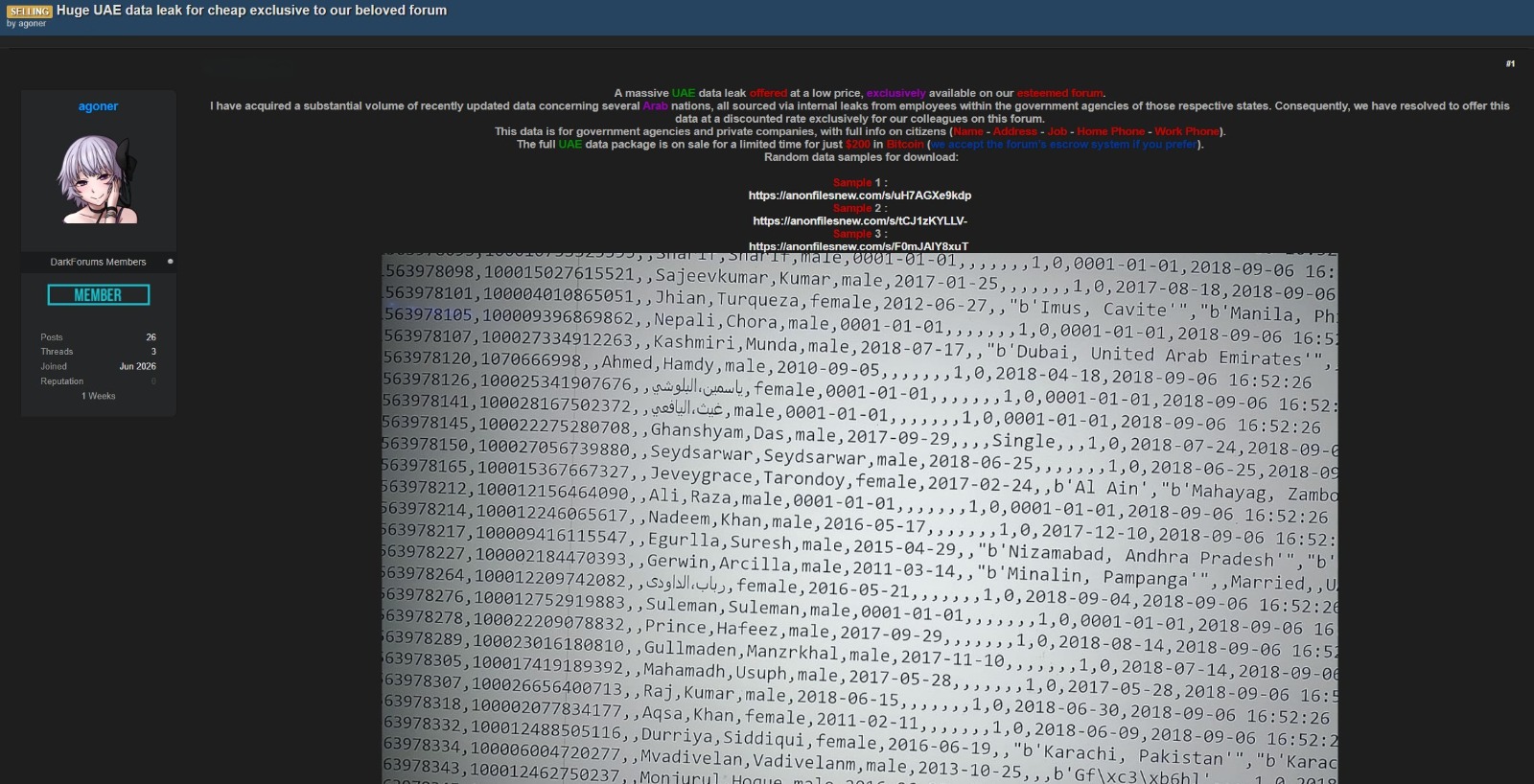 Alleged Sale of Citizen and Government Employee Data from Uae-xLab 威胁情报