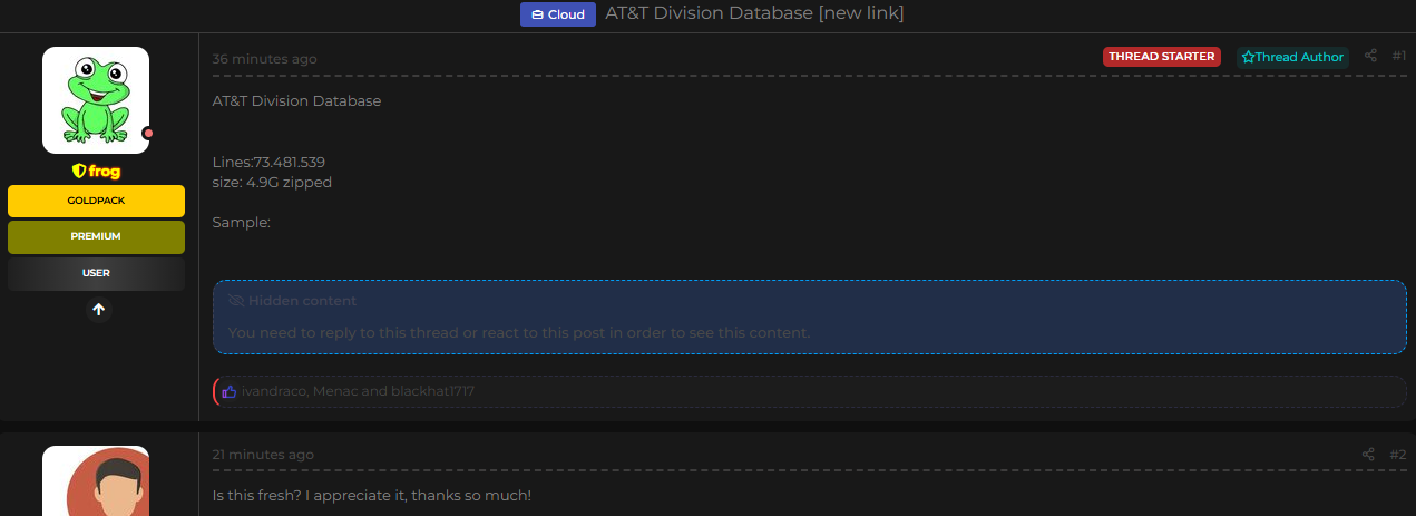 AT&T涉嫌数据库泄露-xLab 威胁情报