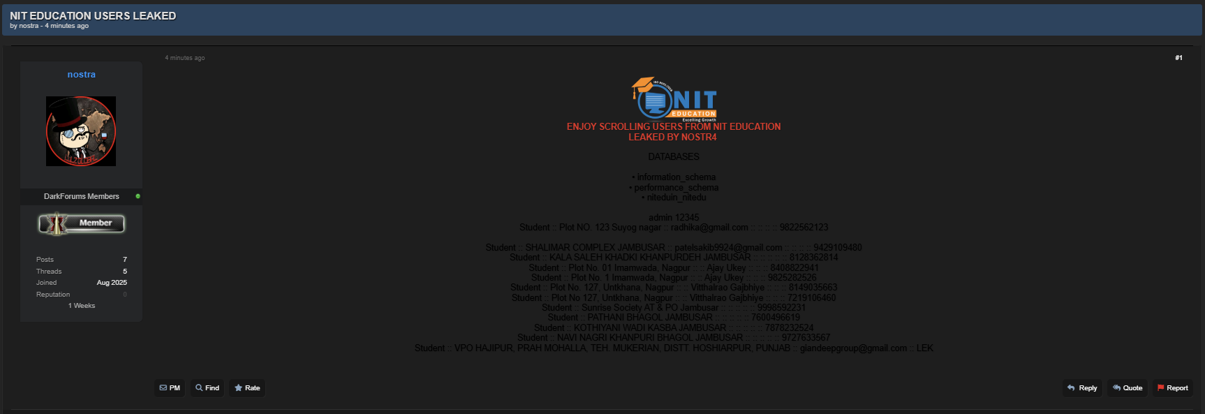 NIT Education涉嫌数据泄露-xLab 威胁情报