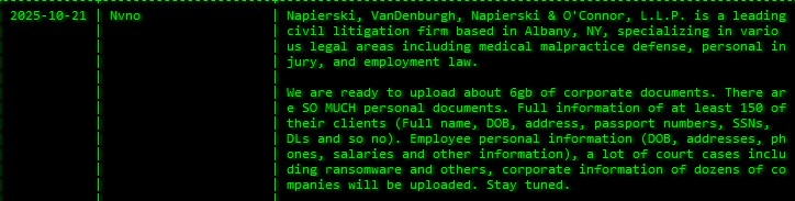 纳皮尔斯基范登堡纳皮尔斯基奥康纳有限责任公司。成为akira勒索软件的受害者-xLab 威胁情报