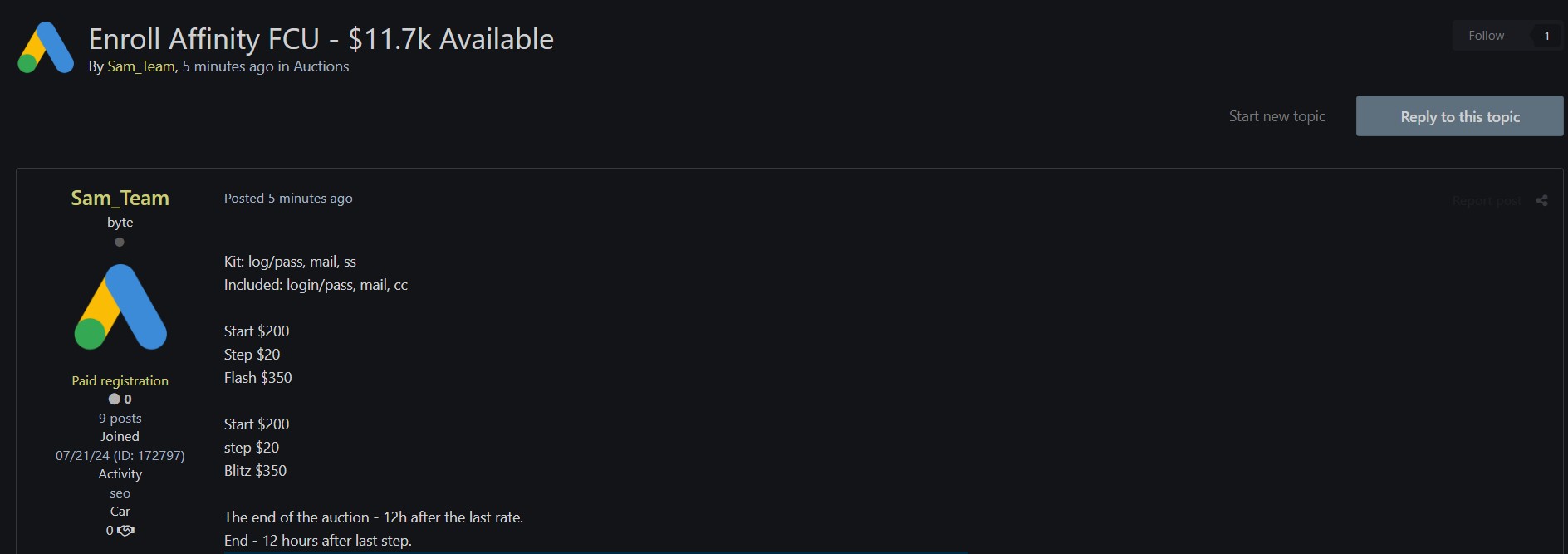 涉嫌出售亲和Federal信贷Union数据库-xLab 威胁情报