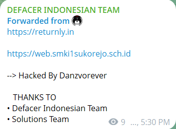 DEFACER INDONESIA针对Returnly网站-xLab 威胁情报