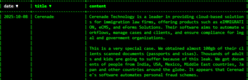 Cerenade成为akira勒索软件的受害者-xLab 威胁情报