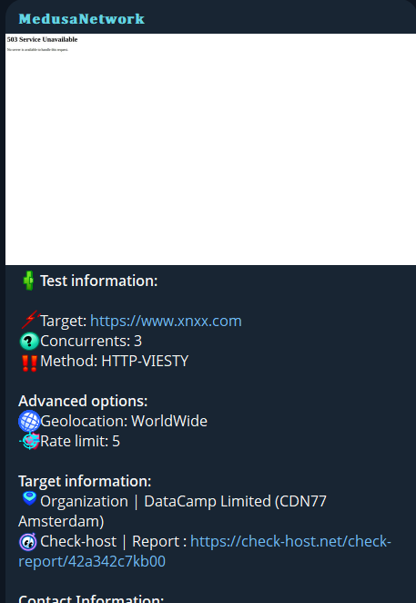 Medusa Network targets the website of XNXX-xLab 威胁情报