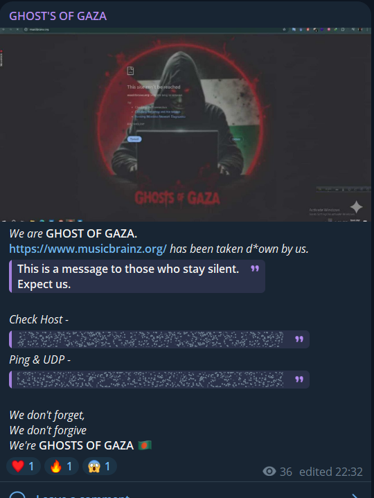 GHOST'S OF GAZA瞄准MusicBrainz网站-xLab 威胁情报