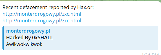 Hax.or targets the website of Areton Marek Kudełka-xLab 威胁情报