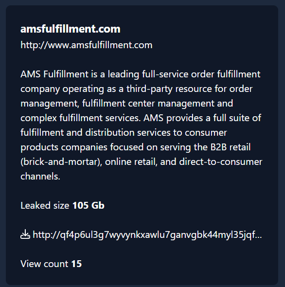 AMS Fulfillment成为CHAOS勒索软件的受害者-xLab 威胁情报