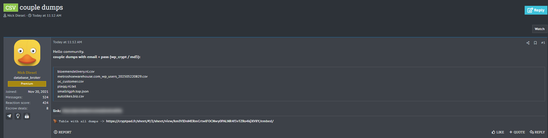 MetroShoe仓库涉嫌数据外泄-xLab 威胁情报