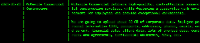 麦肯齐商业承包商成为Akira勒索软件的受害者-xLab 威胁情报
