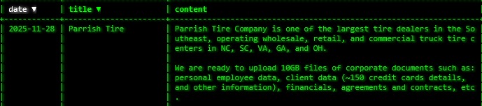 Parrish轮胎公司成为Akira勒索软件的受害者-xLab 威胁情报