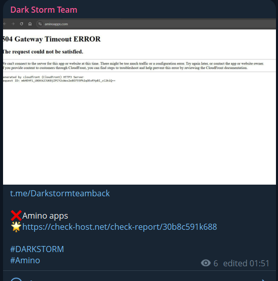 Dark Storm Team瞄准Amino Apps网站-xLab 威胁情报
