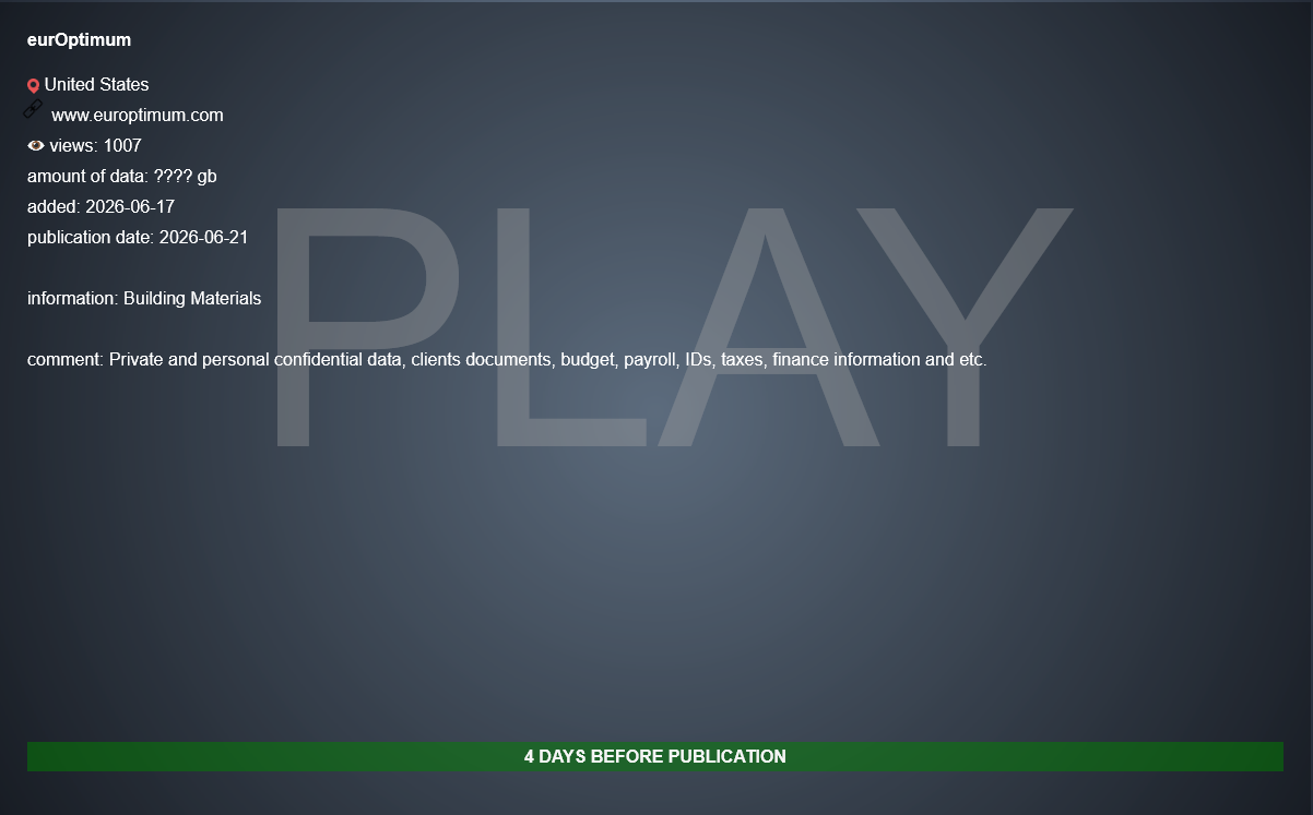 eurOptimum falls victim to PLAY Ransomware-xLab 威胁情报