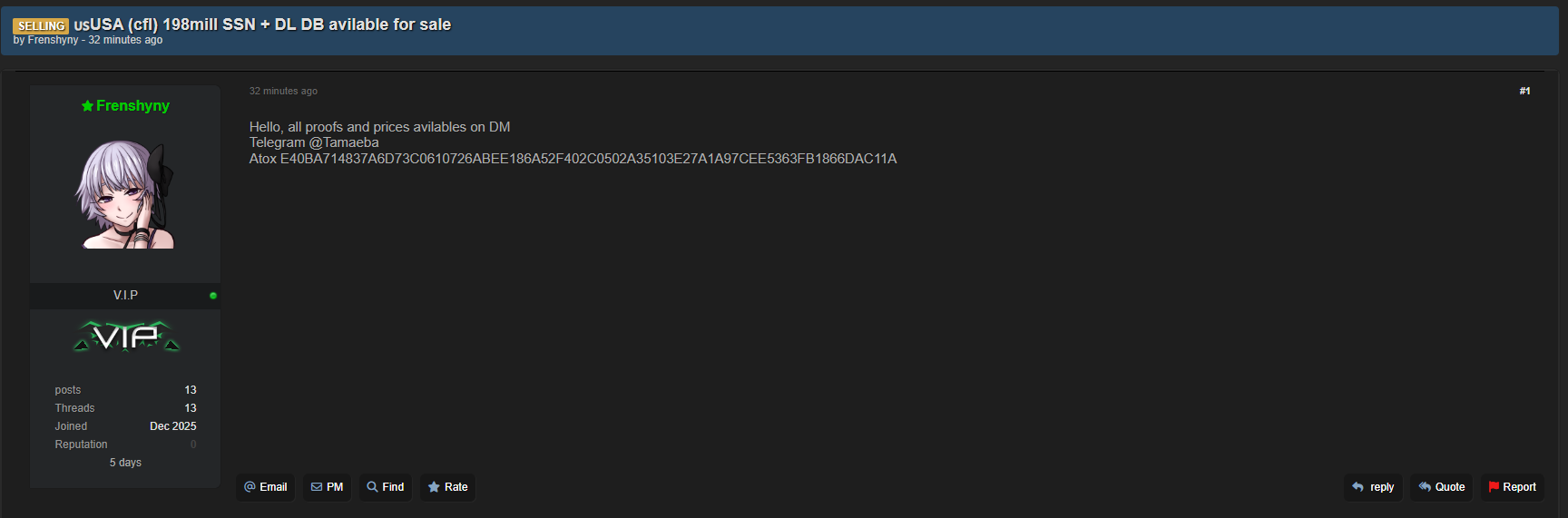 涉嫌泄露美国社会安全号码和驾驶执照数据-xLab 威胁情报