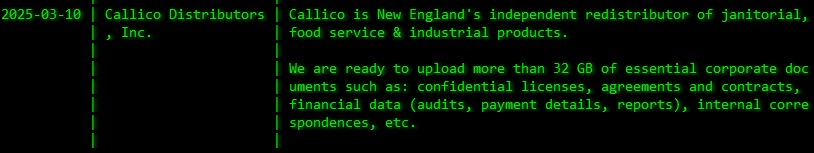 Callico Distributors，Inc成为Akira勒索软件的受害者-xLab 威胁情报