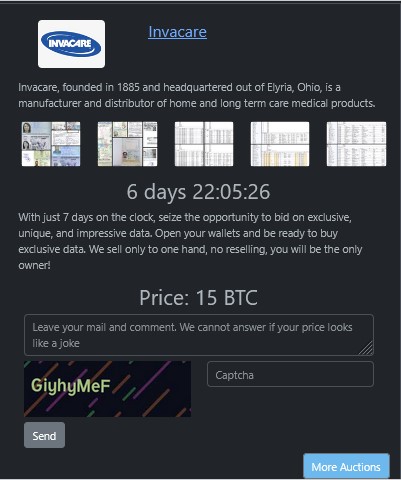 Invacare International Holdings Corp.成为RHYSIDA勒索软件的受害者-xLab 威胁情报