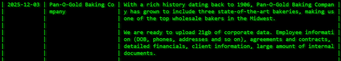 泛欧Gold烘焙公司成为akira勒索软件的受害者-xLab 威胁情报