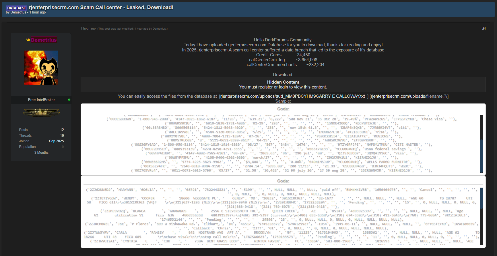 RJ Enterprise涉嫌数据库泄漏-xLab 威胁情报