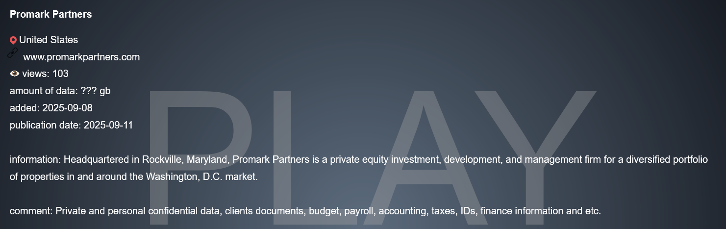 Promark Partners成为PLAY勒索软件的受害者-xLab 威胁情报