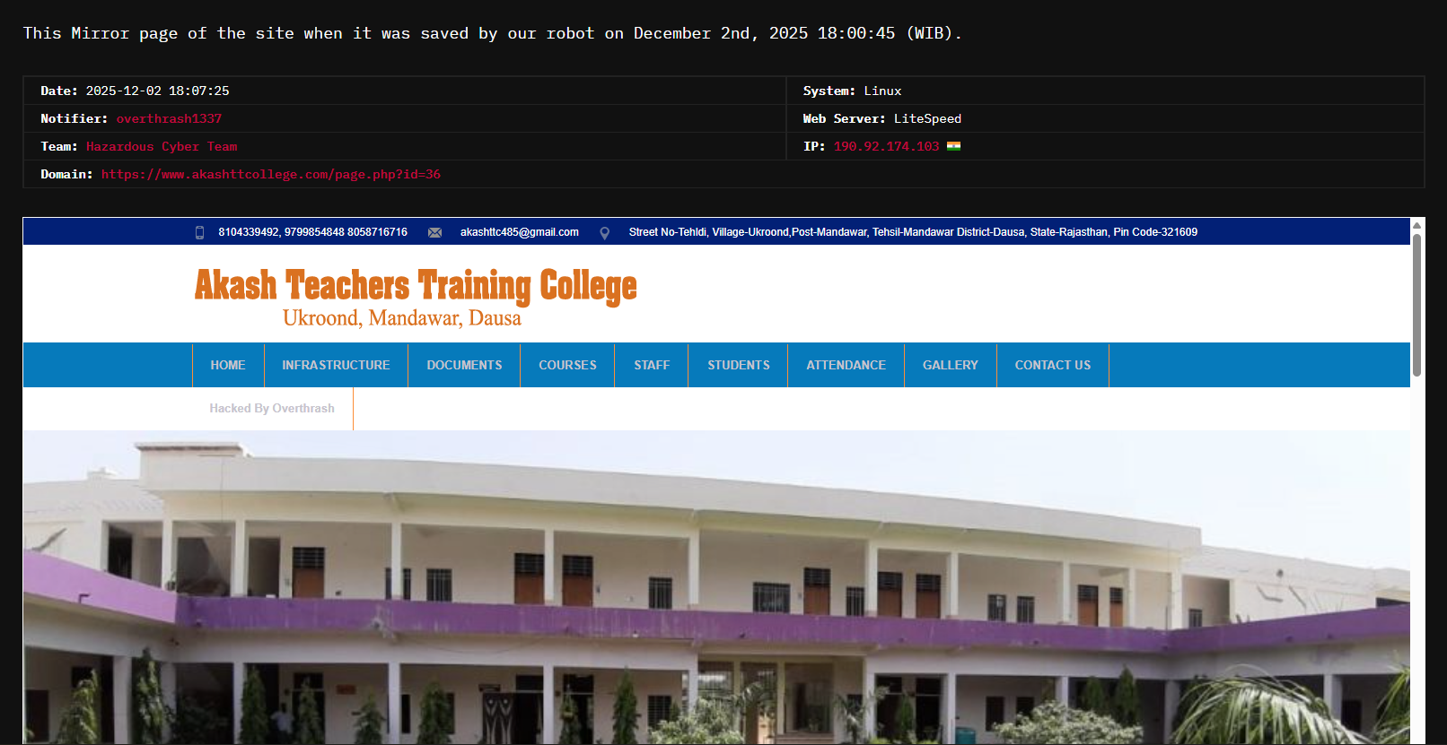 危险Cyber小组瞄准阿卡什教师培训学院网站-xLab 威胁情报