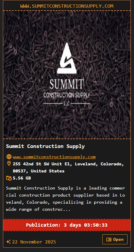 Summit Construction Supply成为DragonForce勒索软件的受害者-xLab 威胁情报