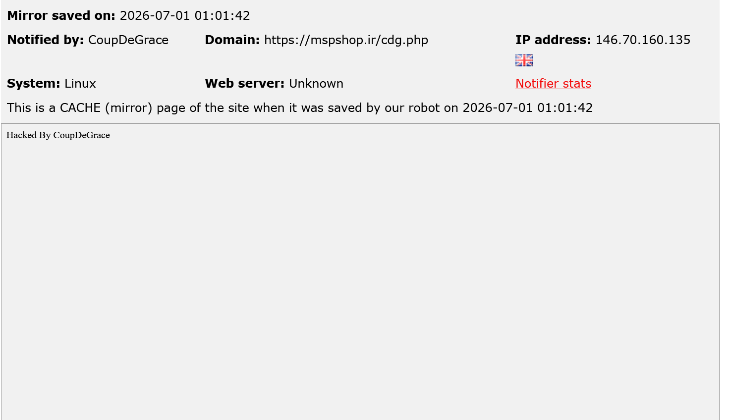 CoupDeGrace targets the website of mspshop.ir-xLab 威胁情报