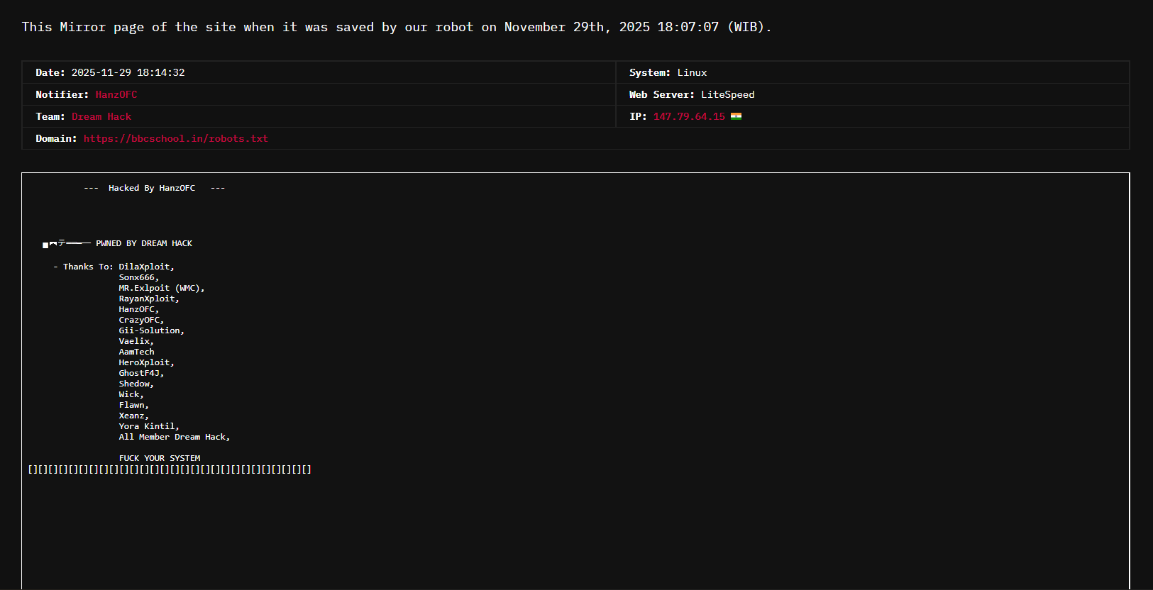 Dream Hack瞄准Babu Bodhraj修道院学校网站-xLab 威胁情报