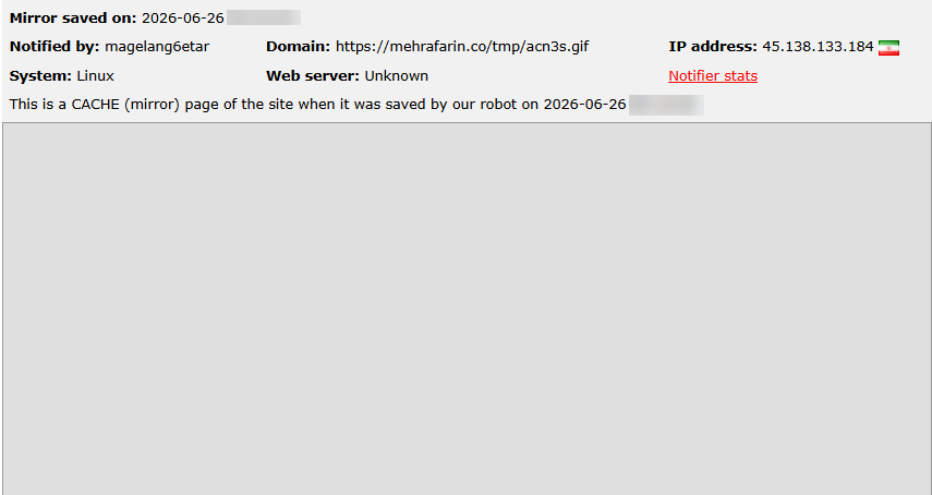 magelang6etar targets the website of Mehrafarin-xLab 威胁情报