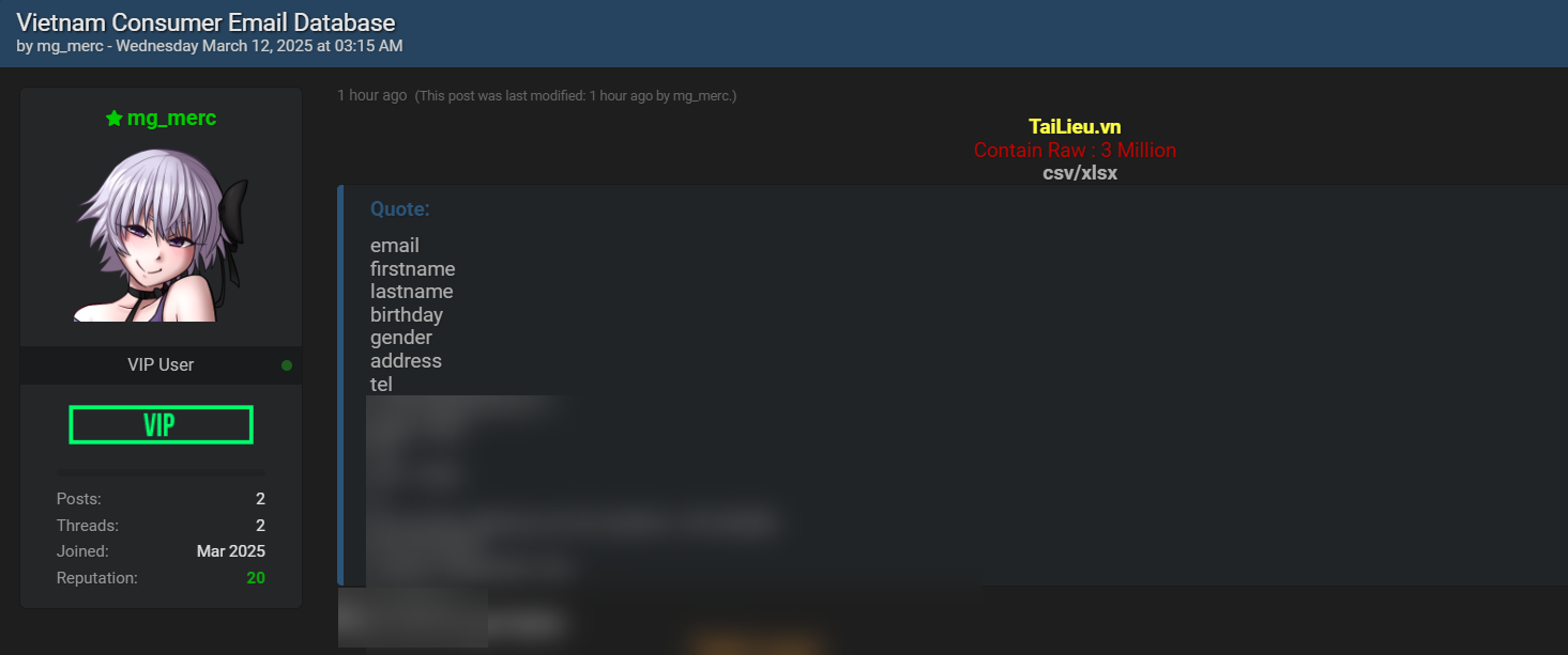 涉嫌出售TaiLieu.vn数据-xLab 威胁情报