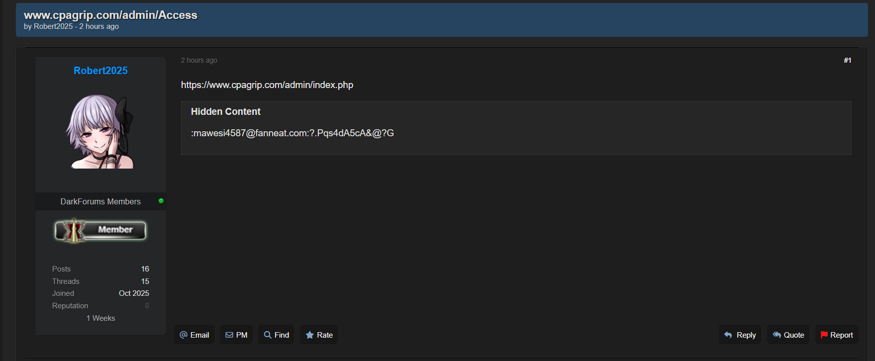 涉嫌泄露CPAGrip.com的admin凭证-xLab 威胁情报
