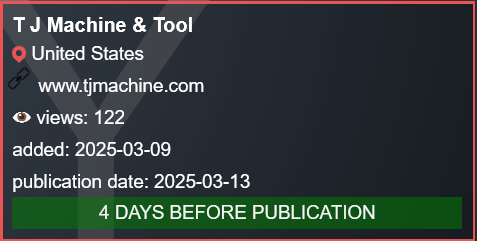 TJ Machine&Tool,LTD因PLAY勒索软件落入victim-xLab 威胁情报