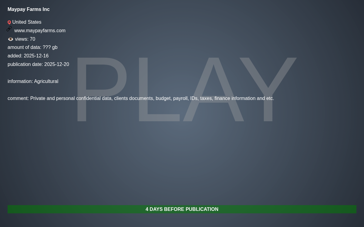 Maypay农场Inc.瀑布victim到PLAY勒索软件-xLab 威胁情报