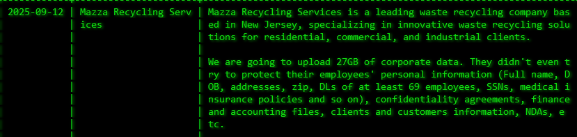 Mazza Recycling Services成为akira勒索软件的受害者-xLab 威胁情报