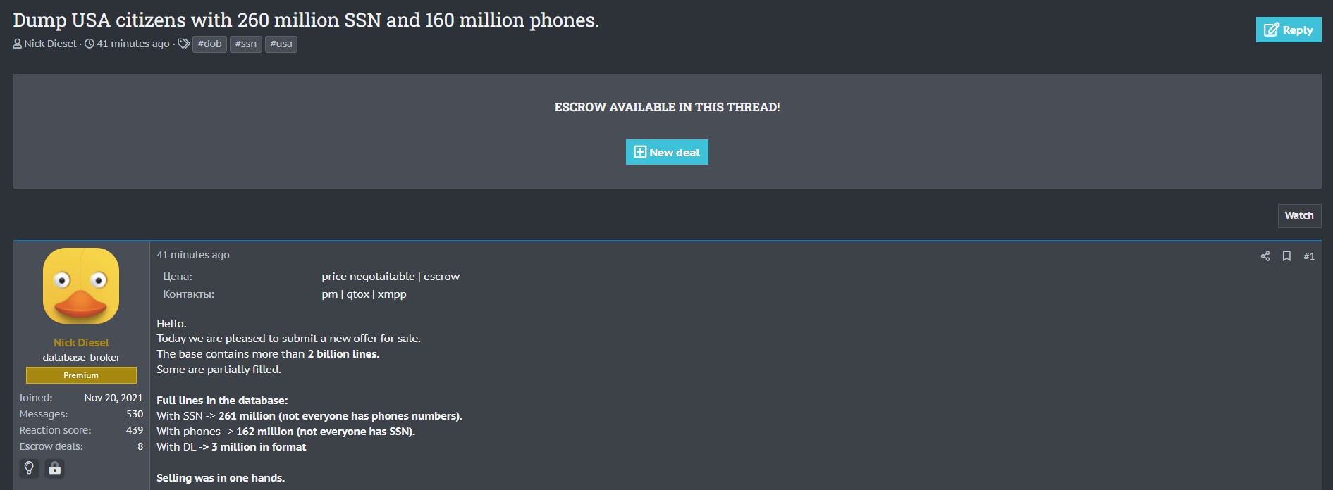 涉嫌出售美国20亿公民数据-xLab 威胁情报