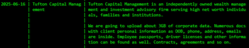 塔夫顿资本管理公司成为akira勒索软件的受害者-xLab 威胁情报