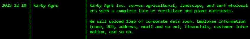 Kirby Agri成为akira勒索软件的受害者-xLab 威胁情报