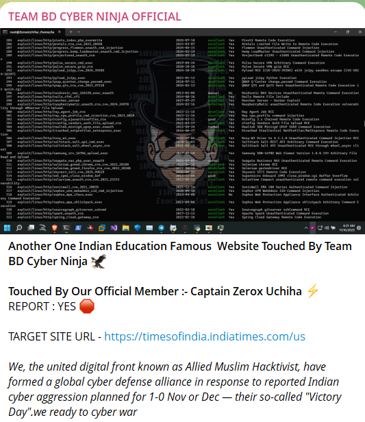 TEAM BD CYBER NINJA官员声称针对《印度时报》-xLab 威胁情报