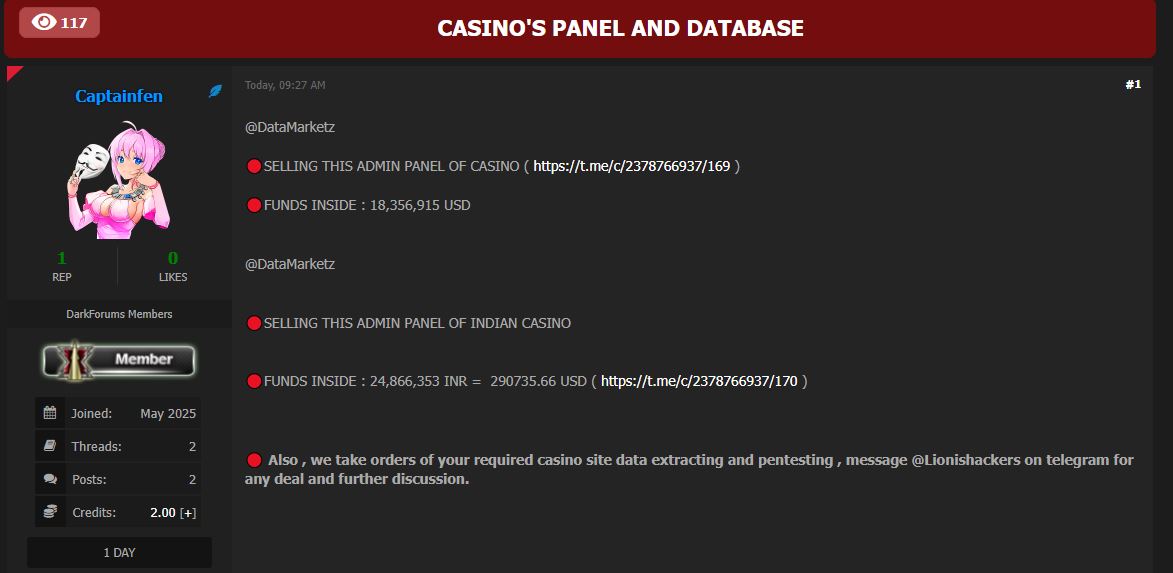 涉嫌出售印度赌场的数据库-xLab 威胁情报