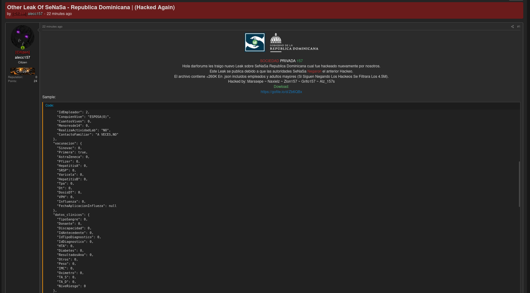 Alleged data breach of SeNaSa-xLab 威胁情报