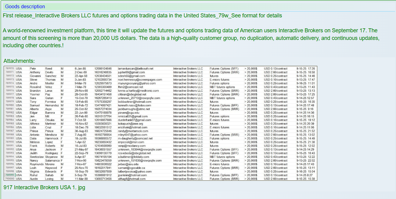 盈透证券有限责任公司涉嫌数据外泄-xLab 威胁情报