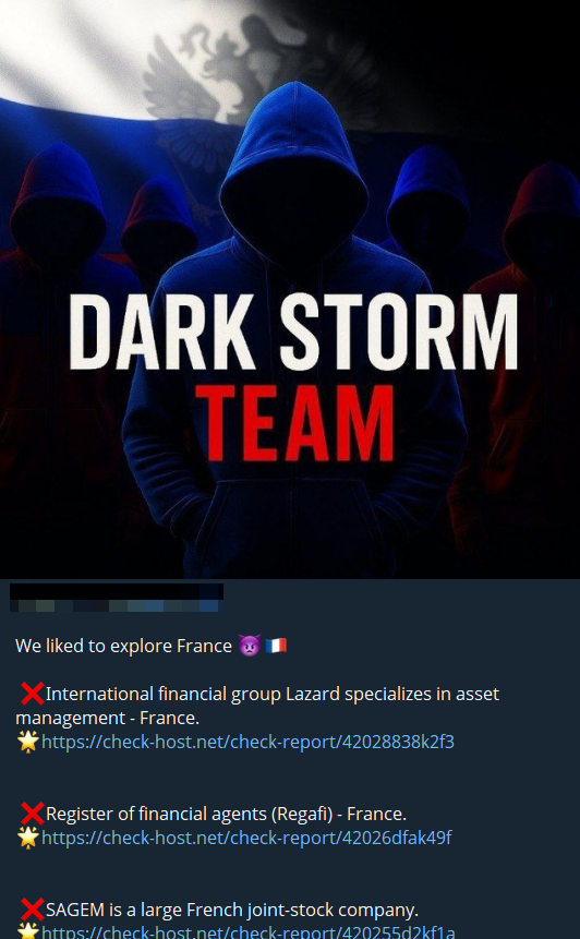 Dark Storm Team targets the website of Sagem (SAFRAN)-xLab 威胁情报