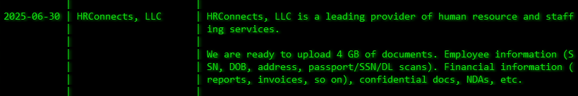 HRConnects，LLC成为akira勒索软件的受害者-xLab 威胁情报