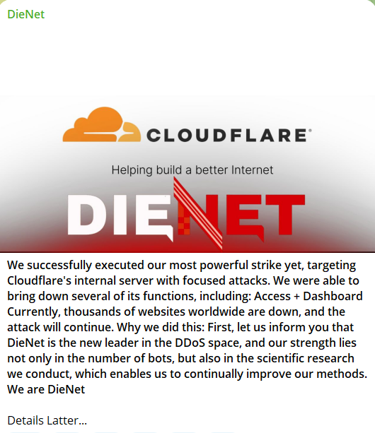 DieNet声称瞄准Cloudflare内部servers-xLab 威胁情报