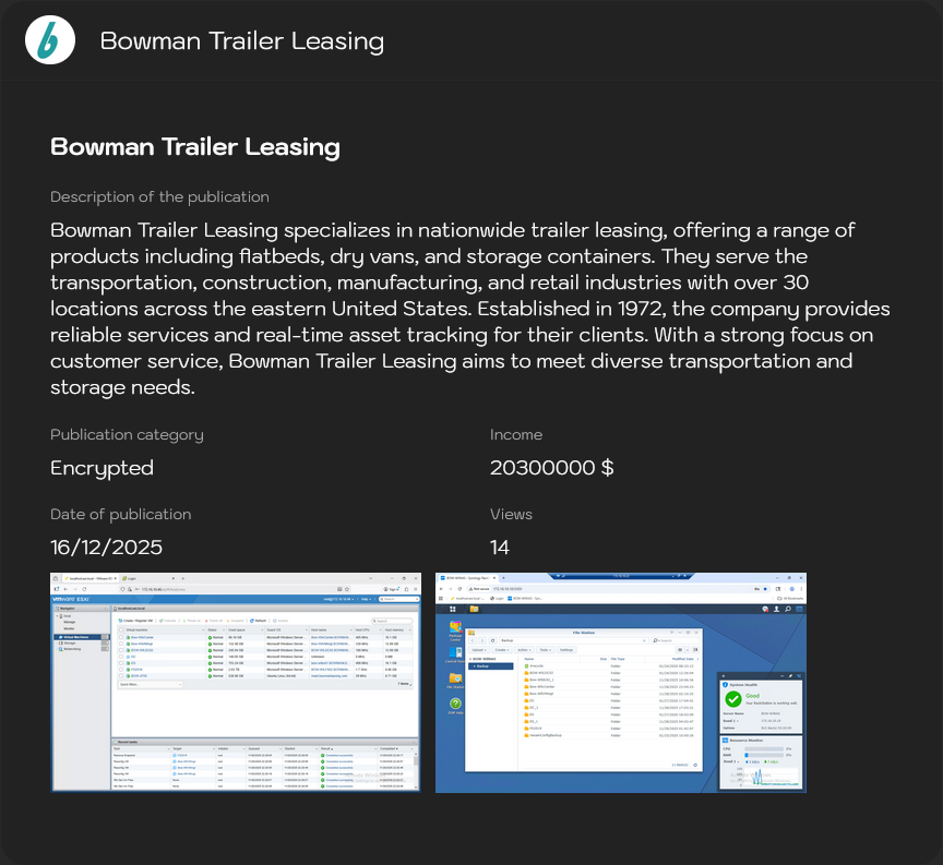Bowman Trailer Leasing将victim降至Sinobi勒索软件-xLab 威胁情报